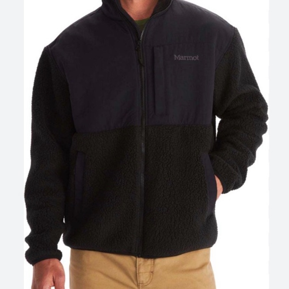 Marmot XXL Wiley Polartec Fleece Jacket - Mens Black Full Zip